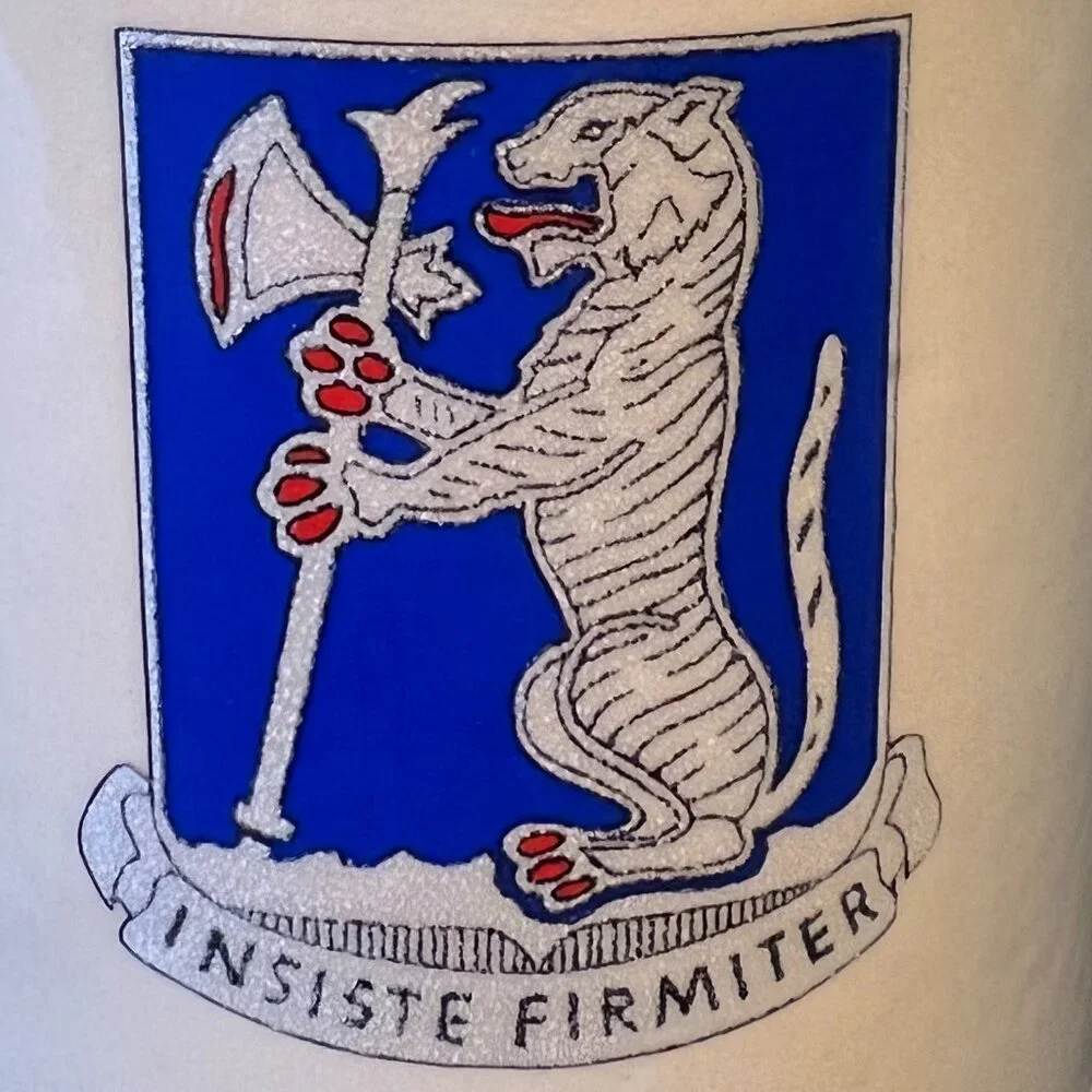 Vintage US Army 77th Armor Regiment Beer Stein Steel Tigers Battle Ax Mug 0.5L